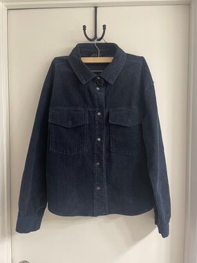 SANCTUARY Women's Corduroy Button-Front shirt Jacket - Navy